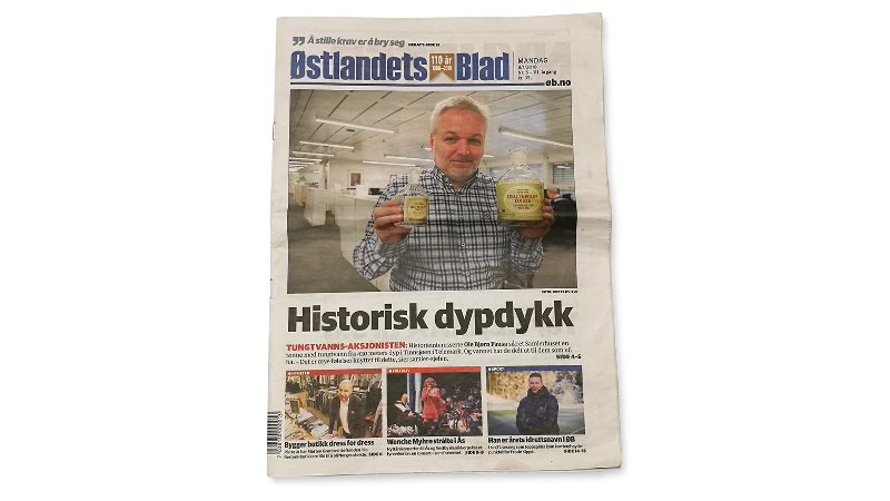 Østlandets Blad, Moss Avis, Akershus Amtstidene og Fredrikstad Blad gjorde et oppslag om Samlerhuset og Ole Bjørn Fausa og vårt prosjekt rundt tungtvannet.