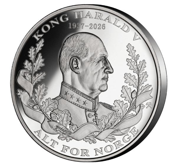 Forsiden av minnemedaljen for Kong Harald