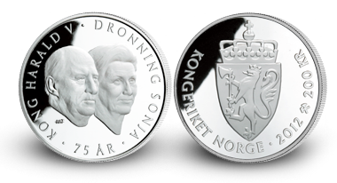 Minnemynt som ærer kong Harald og dronning Sonja i deres kongegjerning som moderniserere av det norske kongehuset