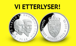 Dersom du vil selge din minnemynt "Kong Harald og Dronning Sonja 75", er det bare å ta kontakt med oss.