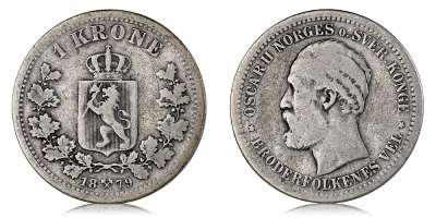 1 krone 1879 - utgitt under Oscar II