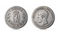 1 kroner 1887 advers og revers side