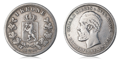 1 krone 1889 - utgitt under Oscar II