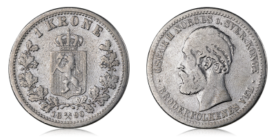 1 krone 1890 utgitt under Oscar II