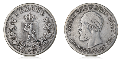 1 krone 1897 - utgitt under Oscar II