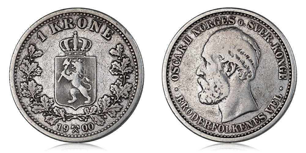 1-krone 1900 advers og revers