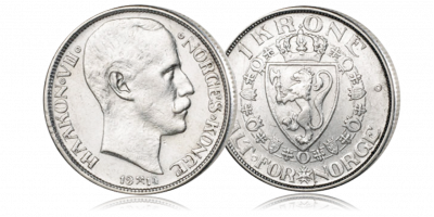 1 krone 1914 - Kong Haakon VIIs 1-kroner i sølv