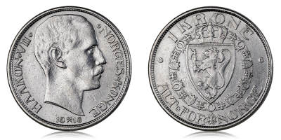 1 krone 1916 - utgitt under Haakon VII