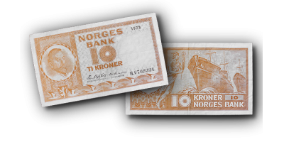 10 kroner 4. Utgave 1954-1973 Pent sirkulert kvalitet