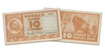 10 kroner 4. Utgave 1954-1973 Pent sirkulert kvalitet