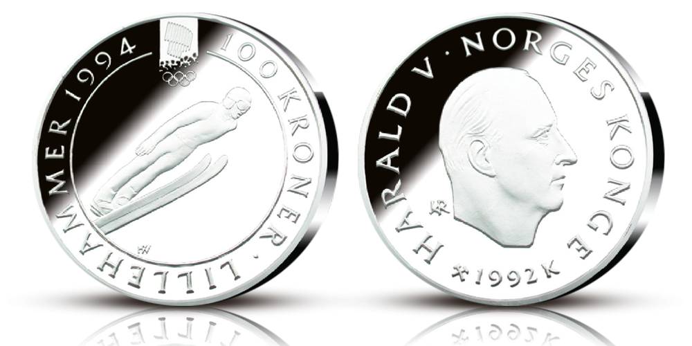 100 kroner OL-sølvmynt nr. 4, med navn 