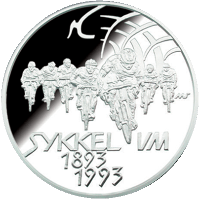 Sykkel VM landeveissykling 1993 revers side av minnemynten