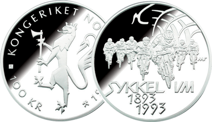 Sykkel-VM Landeveissykling - 100 kroner sølv - utgitt 1993