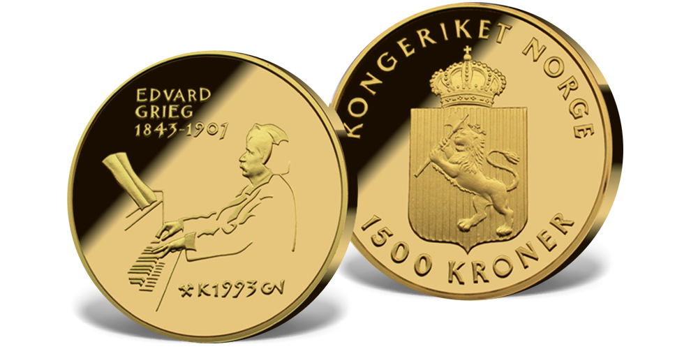 1500 kr Edvard Grieg 1993 i original skrin