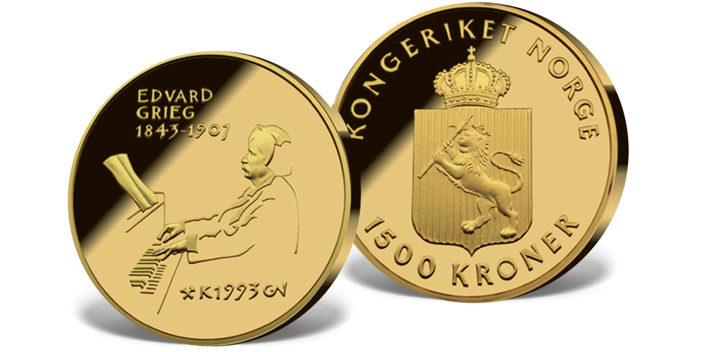1500 kr Edvard Grieg 1993 i original skrin 1500 kr Edvard Grieg 1993 i original skrin