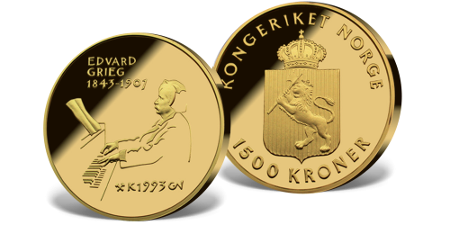 1500 kr Edvard Grieg 1993 i original skrin 1500 kr Edvard Grieg 1993 i original skrin