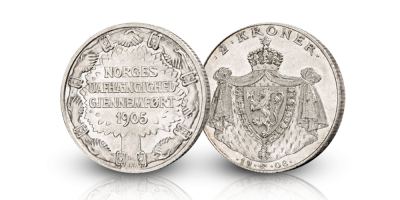 2 kroner 1906 - Stort skjold utgitt under Haakon VII