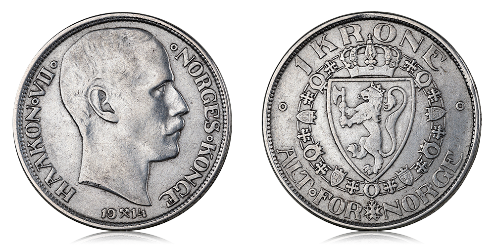 1 krone 1914 advers og revers side
