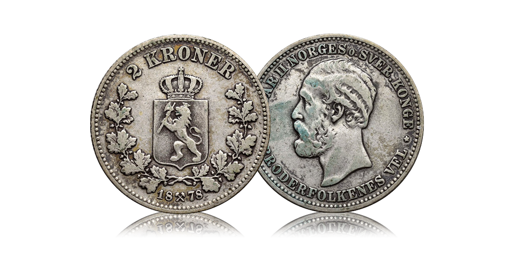 2 kroner 1878 bakside og fremside