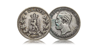 2 kroner 1878 - utgitt under Oscar II