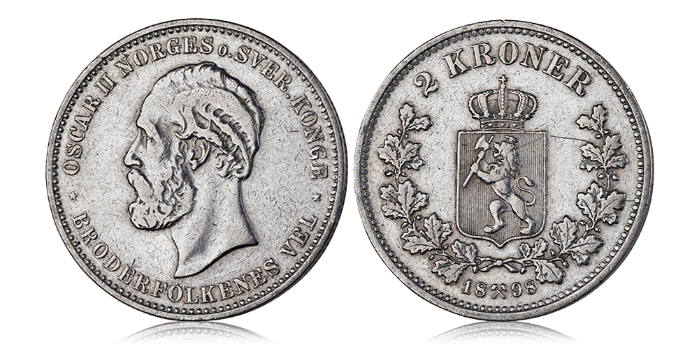 2 kroner 1898 advers og revers