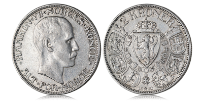 2 kroner 1910 - utgitt under Haakon VII