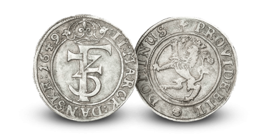 2 mark 1649 - 1669 - Utgitt av Frederik III 
