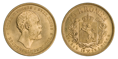 20 kroner gull - utgitt 1879 