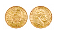 20 Reichmark i gull fra Keiser Wilhelm I utgitt i perioden 1871-1888