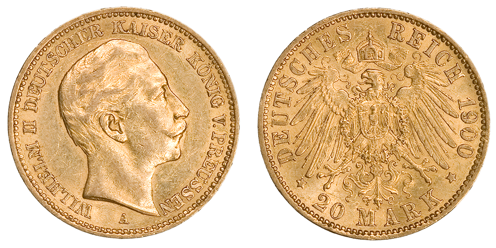 20 Reichmark med årstall 1900