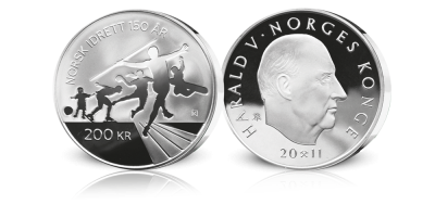 Norges Idrettsforbund 150 år - 200 kroner sølv - utgitt 2011