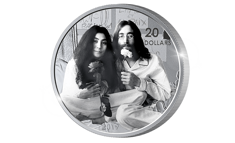 Offisiell Yoko Ono og John Lennon sølvmynt Offisiell Yoko Ono og John Lennon sølvmynt