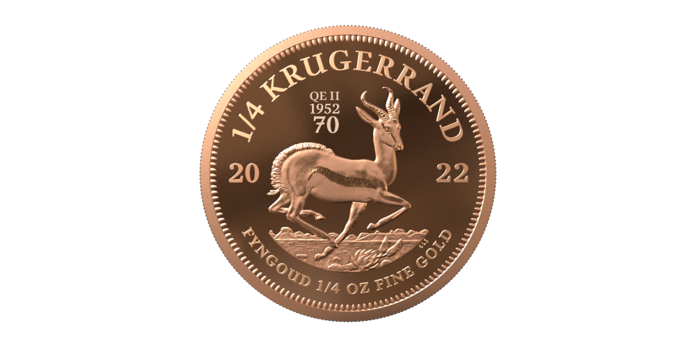 Eksklusiv utgave av Krugerrand 2022 i 1/4 unse 22 karat gull revers side