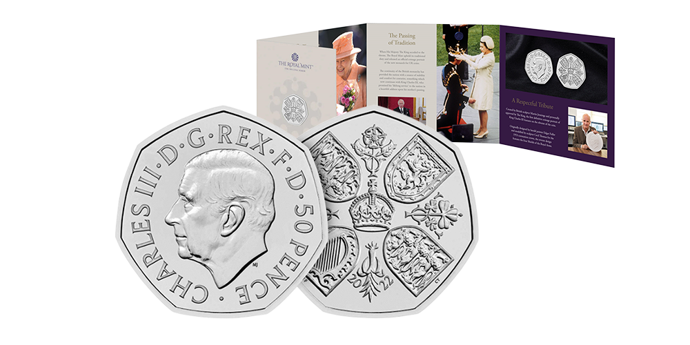 Førsteutgaven av 50pence og spesiallaget mappe Førsteutgaven av 50pence og spesiallaget mappe