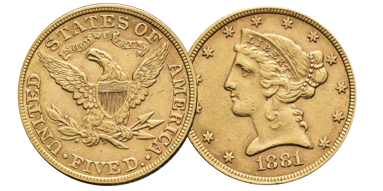 5 dollar Liberty Head 1866 - 1908 med motto