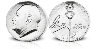 Kong Olav V 75 år - 50 kroner sølv - utgitt 1978 Kong Olav V 75 år - 50 kroner sølv - utgitt 1978