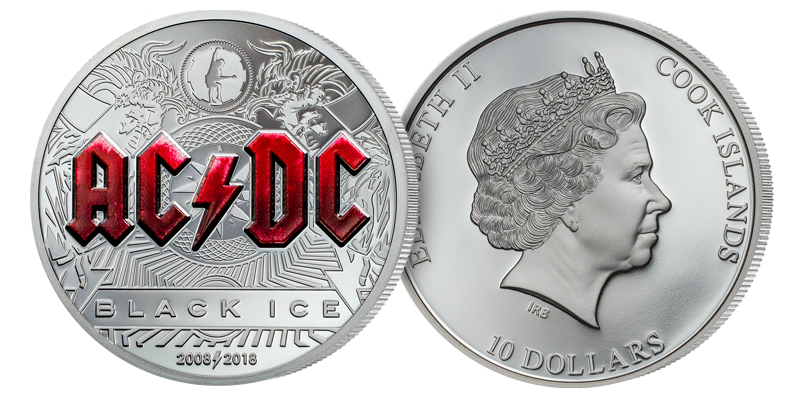 AC/DC mynt Cook Islands 2018 AC/DC mynt Cook Islands 2018