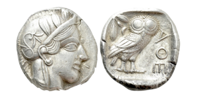 Athen tetradrakme med ugle 449-413 f.Kr.