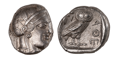 Athen tetradrakme med ugle 449-413 f.Kr.