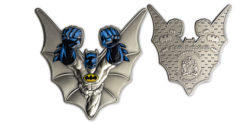 NYHET! Offisiell 3D sølvmynt formet som Batman