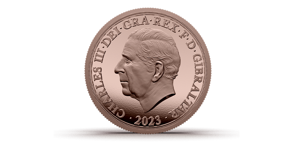 Advers side av mynten som feirer Kong Charles 75 årsdag