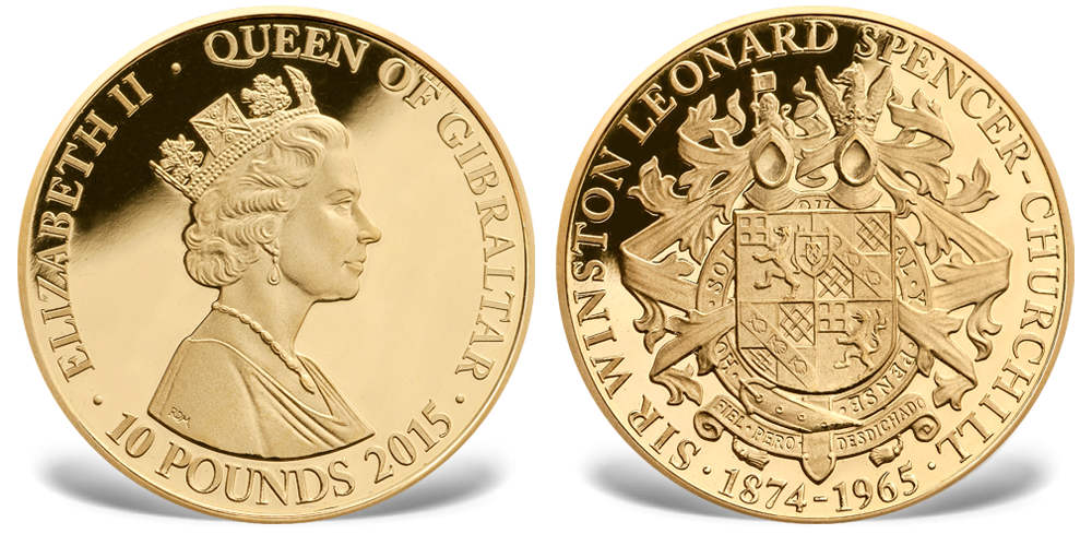 Churchill gullmynt 10 pounds Gibraltar 2015 Churchill gullmynt 10 pounds Gibraltar 2015