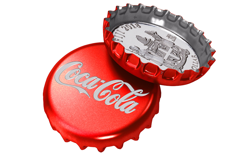 Helt spesiell Cola-kork på mynt i 99,9% rent sølv!