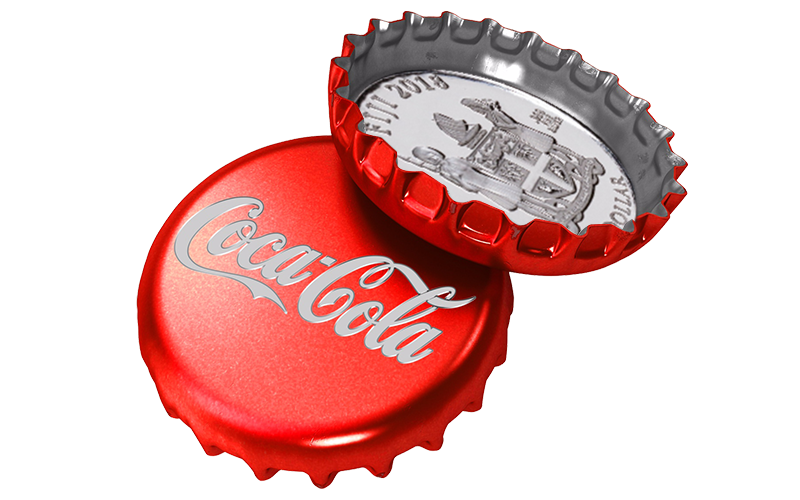 Minnemynt formet som Coca Cola kork Minnemynt formet som Coca Cola kork