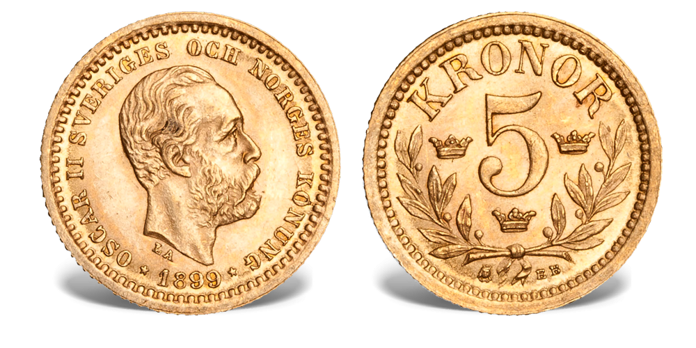 Den skandinaviske myntunion 5 kr 1881-1899