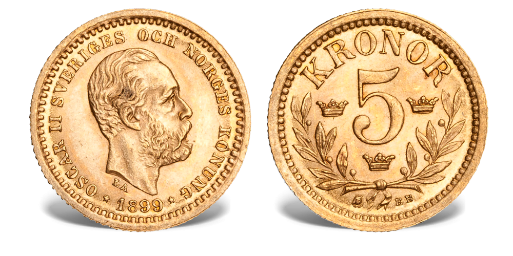 Den skandinaviske myntunion 5 kr 1881-1899 Den skandinaviske myntunion 5 kr 1881-1899