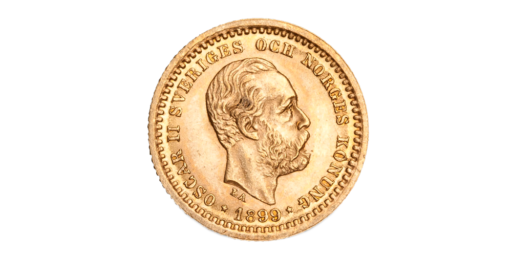 5kr 1881-1889 advers side av gullmynten