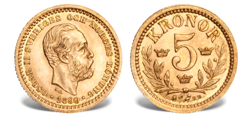 Den skandinaviske myntunion 5 kr 1881-1899 Den skandinaviske myntunion 5 kr 1881-1899