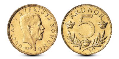 5 kronor gull - utgitt 1920