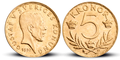 5 kronor gull - utgitt 1920
